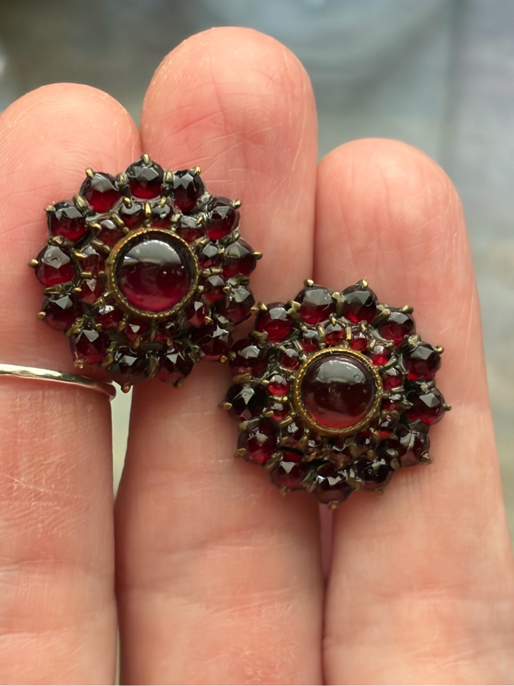 Antique Bohemian Garnet Cufflinks With 1Tourmaline Stone